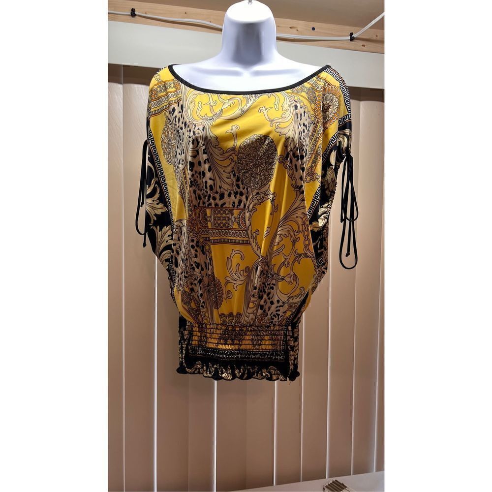 BODY CENTRAL YELLOW PAISLEY BLOUSE SIZE S